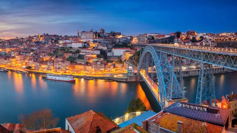 Panoramic cityscape image of Porto
