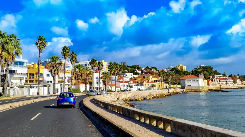 Estrada Marginal, coastal road between Lisbon and Cascais.