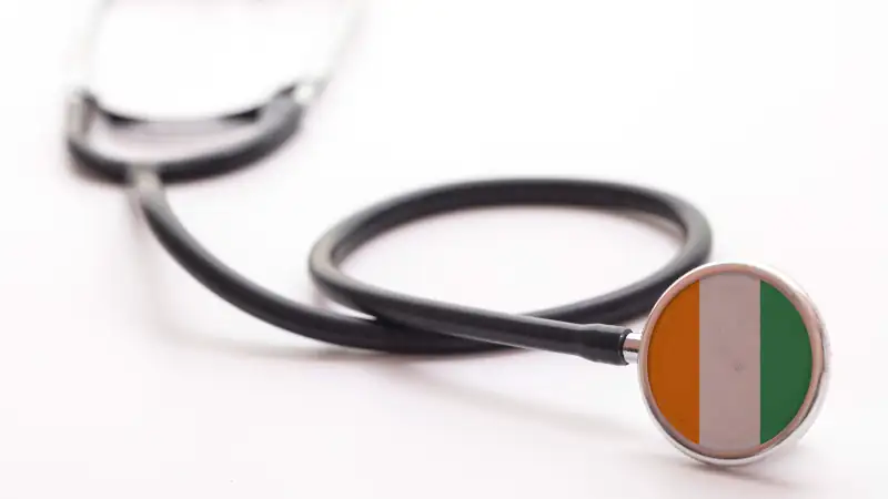 Ireland healthcare concept. Medical stethoscope with country flag