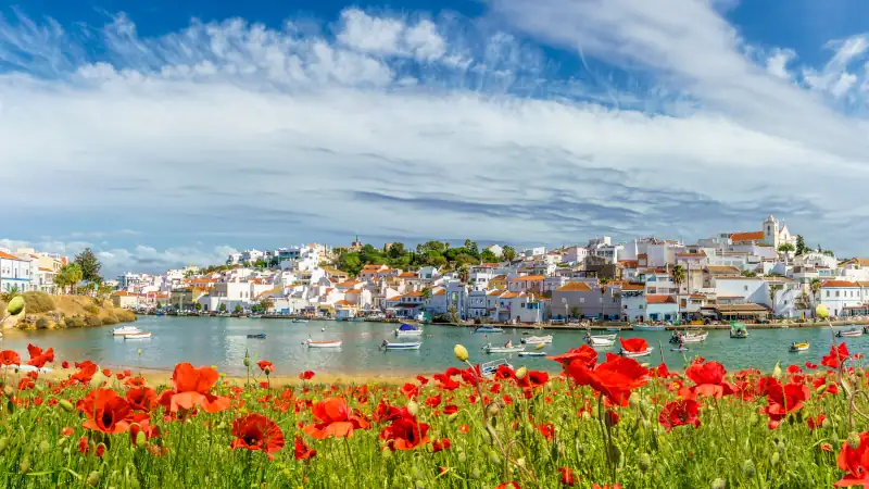 Landscape with Ferragudo village in Algarve, Portugal