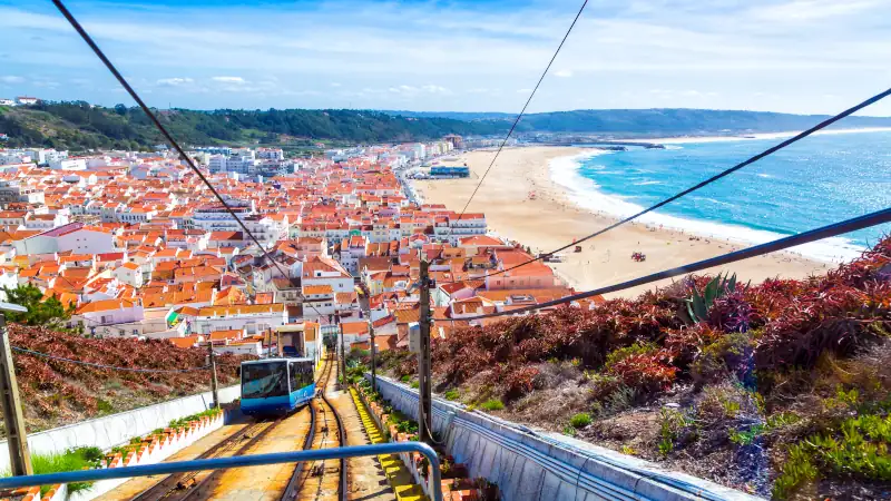 Nazare Funicular line seen from the Sitio district