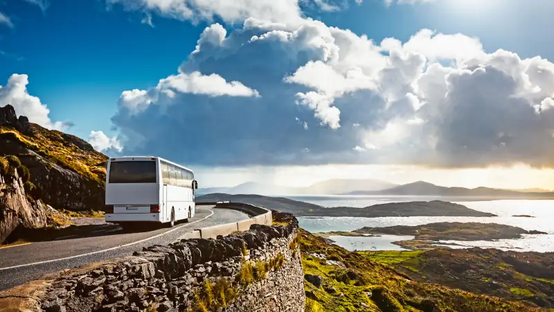 Tourist bus traveling