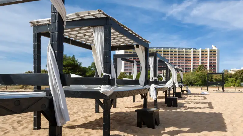 Massage table on beach in Vilamoura Portugal