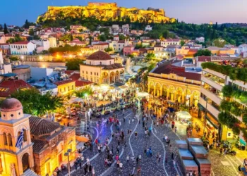 Athens, Greece - Monastiraki Square and Acropolis