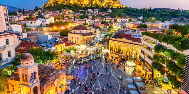 Athens, Greece - Monastiraki Square and Acropolis
