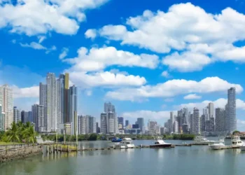 Panoramic view of skyline of Panama City downtown and financial center.