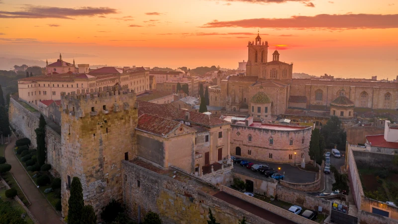 tarragona spain cathedral view on a sunset