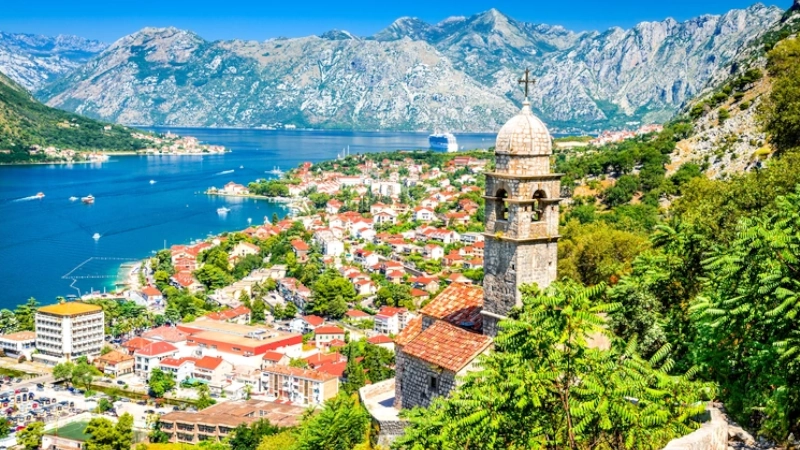 Aerial view of Kotor, Montenegro