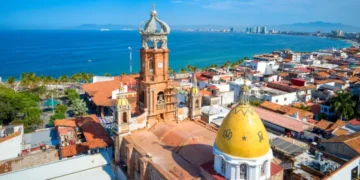 Aerial view of a sunny day at Puerto Vallarta