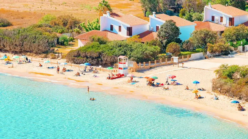 Chia Beach and Mediterranean Sea in South Sardinia in Italy