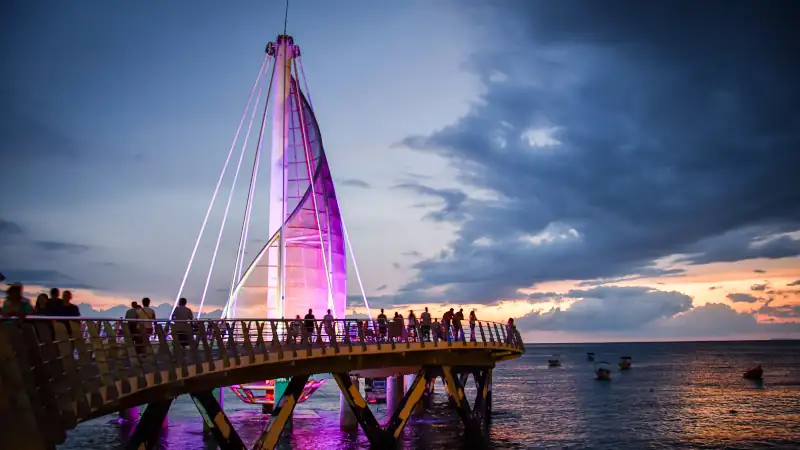 Boat sail, area crowded by tourists in Vallarta Mexico.