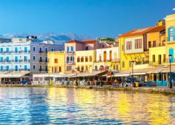 View of the old port of Chania, Crete, Greece.