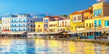 View of the old port of Chania, Crete, Greece.
