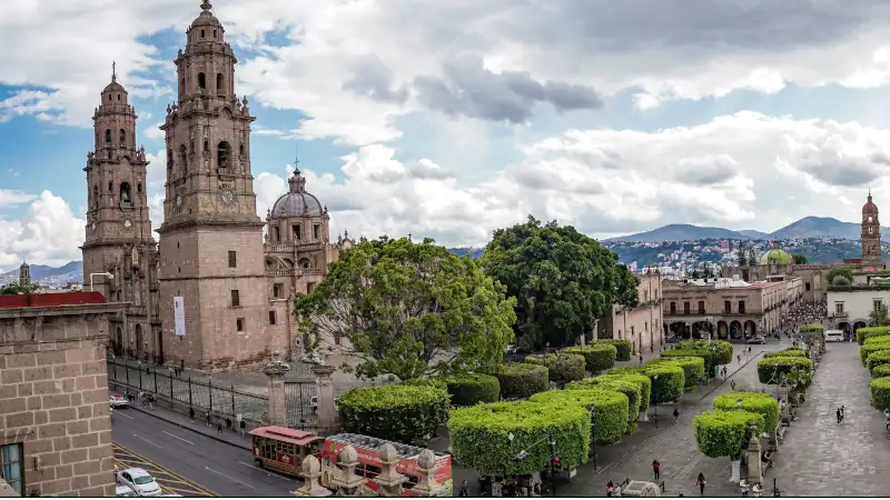 Panoramic view of the landscape and city of Morelia, Mexico