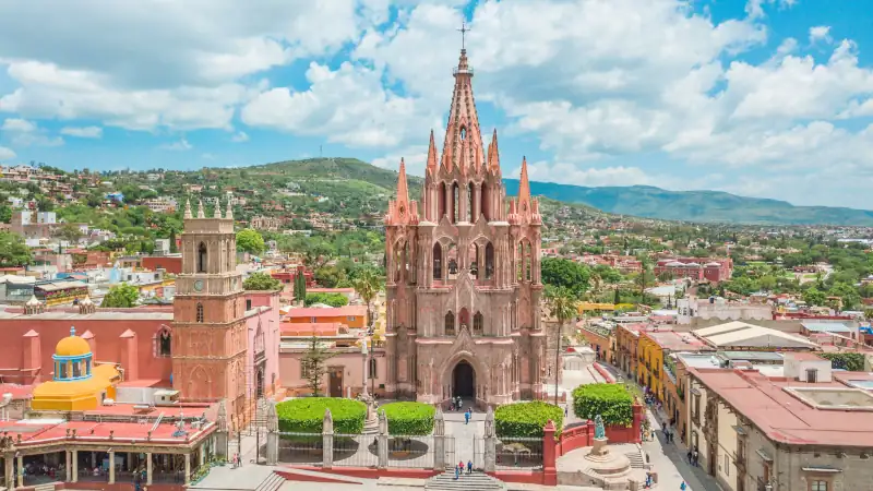 View of the historic parish area in San Miguel de Allende, Mexico