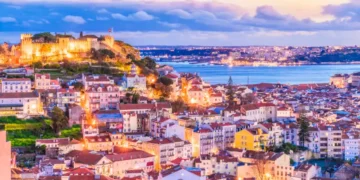 Cityscape of Lisbon at twilight, Portugal