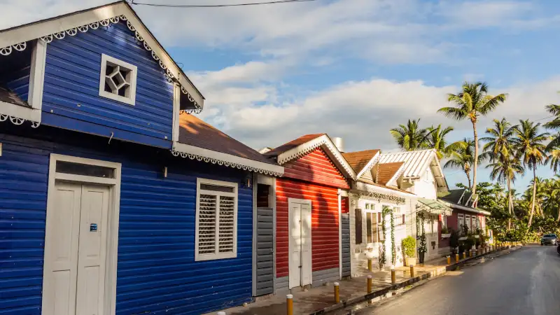 Colorful houses in Las Terrenas, Dominican Republic
