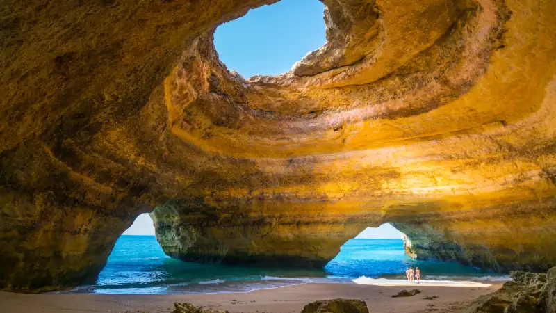 Stunning natural sea caves in Portugal's coastal region.