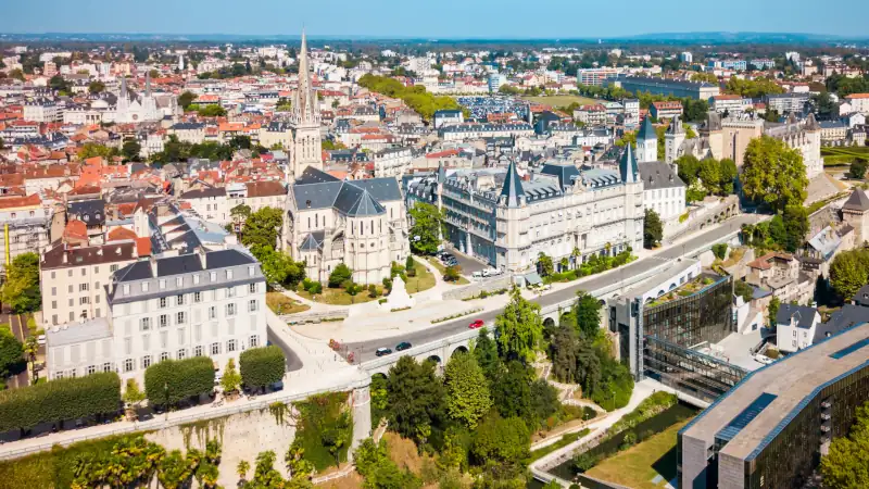 Aerial panoramic view of Pau, France.