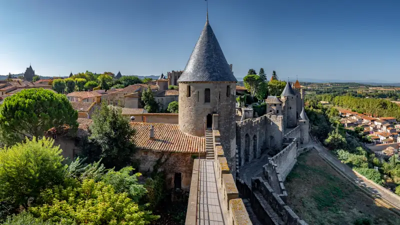 Spectacular ancient fortress view in Carcassonne.