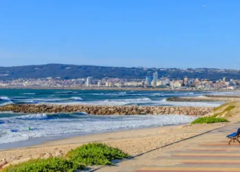 Panoramic view of the Figueira da Foz coast in Portugal.