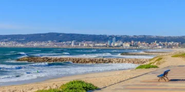 Panoramic view of the Figueira da Foz coast in Portugal.