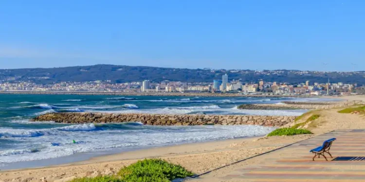 Panoramic view of the Figueira da Foz coast in Portugal.