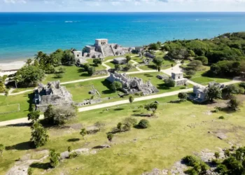 Aerial view of Tulum ruins