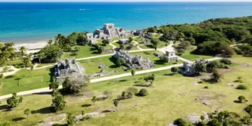 Aerial view of Tulum ruins