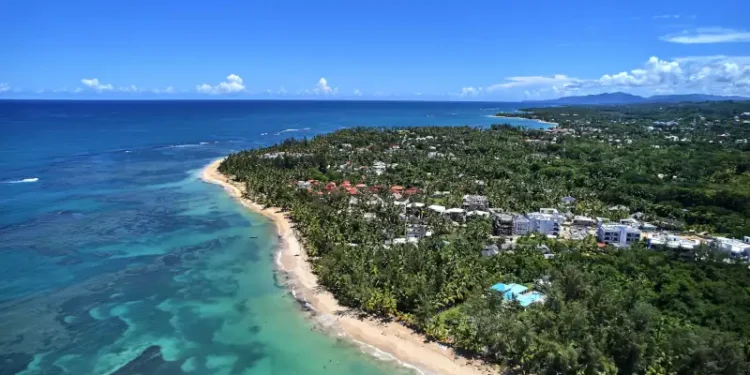 Aerial view of Ballenas Beach in Las Terrenas, Dominican Republic