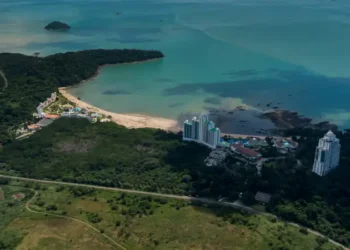 Beautiful aerial view of Playa Bonita Panama