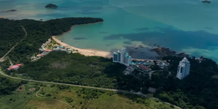 Beautiful aerial view of Playa Bonita Panama