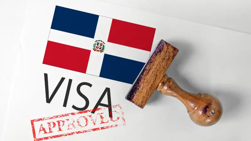 Dominican Republic Visa Approved with Rubber Stamp and flag