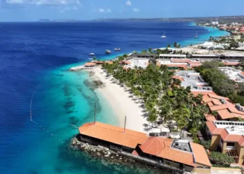 Caribbean Skyline At Kralendijk In Bonaire Netherlands Antilles. Island Beach.