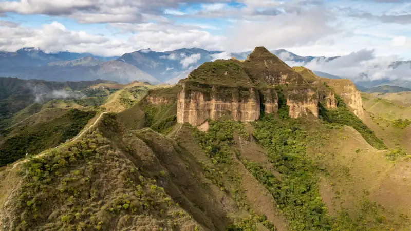 Cerro Mandango mountain in Vilcabamba, Ecuador, visible under clear skies.