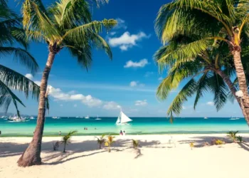 Tropical landscape of Boracay island, Philippines