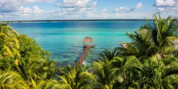 Bacalar Lake at caribbean. Quintana Roo Mexico, Riviera Maya