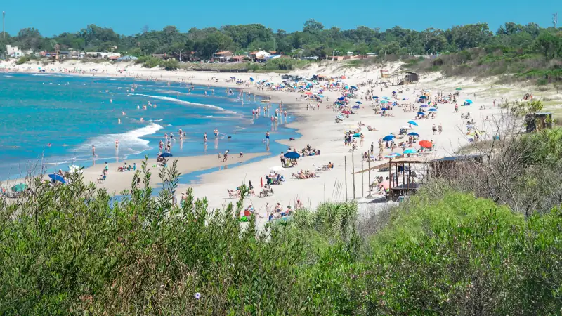 Aerial view of the beautiful coast near Canelones, Uruguay.