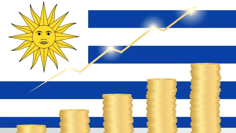 Flag of Uruguay with Financial Graph. Stock Market Investment