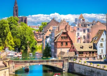 Strasbourg scenic river canal and architecture view