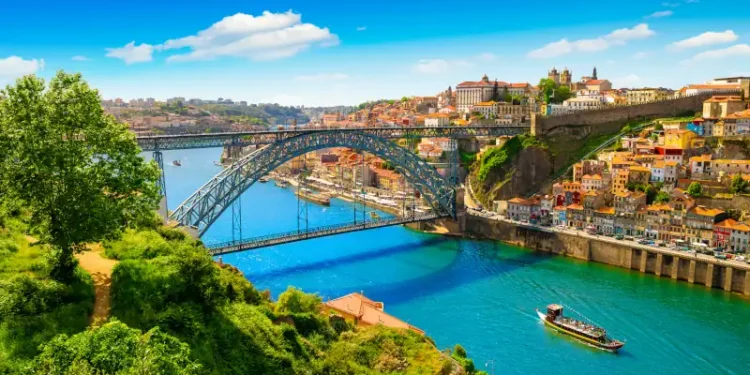 Beautiful view of the city of Porto on a beautiful summer day. Porto, Portugal