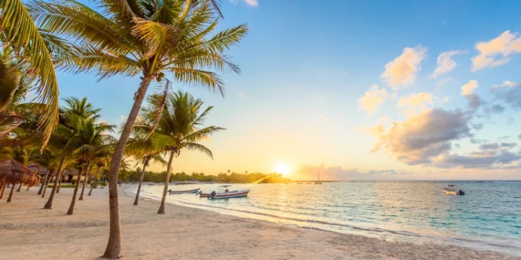 Akumal bay - Caribbean white beach in Riviera Maya, coast of Yucatan and Quintana Roo, Mexico