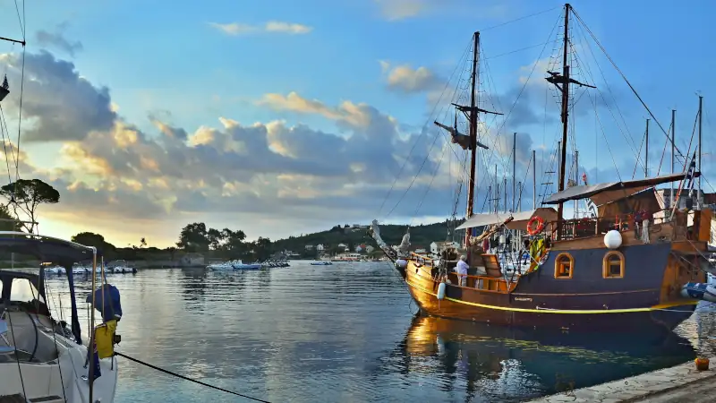 Greece,island Paxos-sunrise in the harbor Gaios