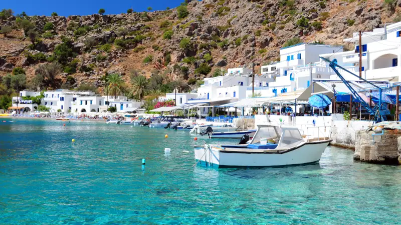 Greek coastline village of Loutro in southern Crete