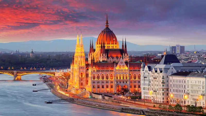 Hungarian parliament, Budapest at sunset