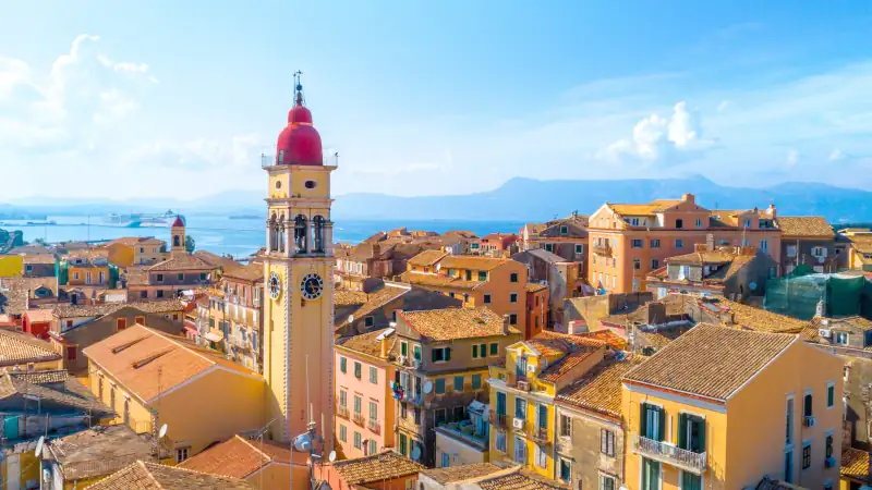 Panoramic view of Kerkyra, capital of Corfu island, Greece