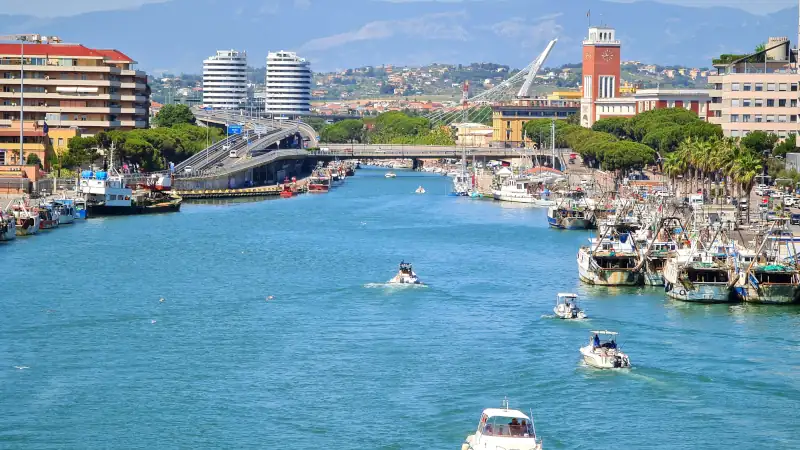 Panoramic View of the Pescara River, Pescara, Abruzzo, Italy