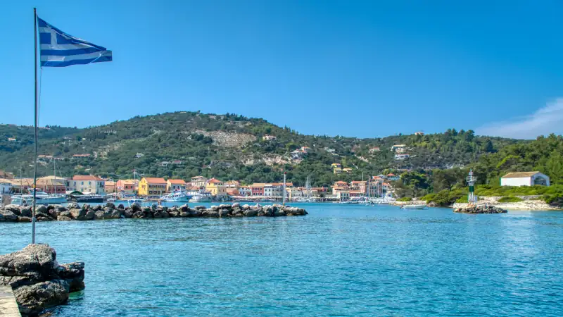View of Gaios harbour on Paxos in Greece
