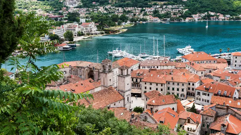 View of the beautiful old town of Kotor in Kotor Bay. Kotor Bay is a bay from the Adriatic sea in southwestern Montenegr and Kotor is one of the UNESCO’s World Heritage Sites