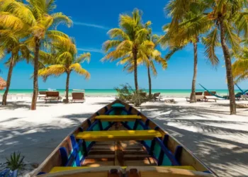 Tropical beach setting on Isla Holbox, Mexico